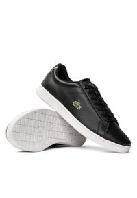 Sneakersy męskie czarne Lacoste Carnaby BL21 SMA BLK/WHT. Kolor: czarny. Materiał: dzianina. Sezon: lato. Sport: bieganie