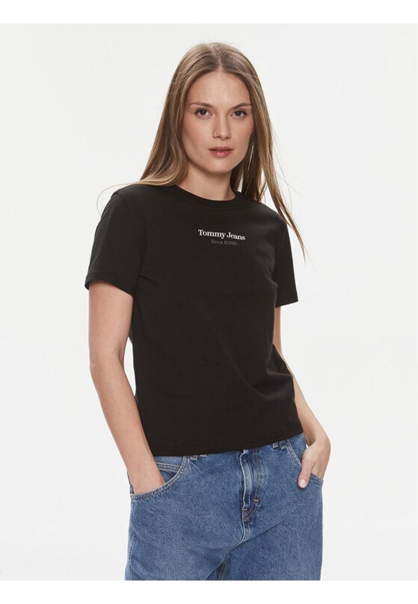 Tommy Jeans T-Shirt Essential DW0DW17359 Czarny Regular Fit. Kolor: czarny. Materiał: bawełna