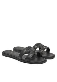 TOMMY HILFIGER - Tommy Hilfiger Klapki Th Logo Strap Mule FW0FW08671 Czarny. Kolor: czarny. Materiał: skóra #4