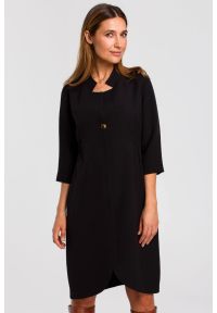 Stylove - Sukienka marynarka elegancka żakietowa asymetryczna midi czarna. Okazja: do pracy, na spotkanie biznesowe. Kolor: czarny. Typ sukienki: asymetryczne. Styl: elegancki. Długość: midi #1