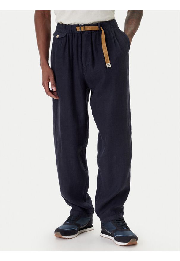 Aeronautica Militare Spodnie materiałowe 261PA1712UCT04293 Granatowy Comfort Fit. Kolor: niebieski. Materiał: len