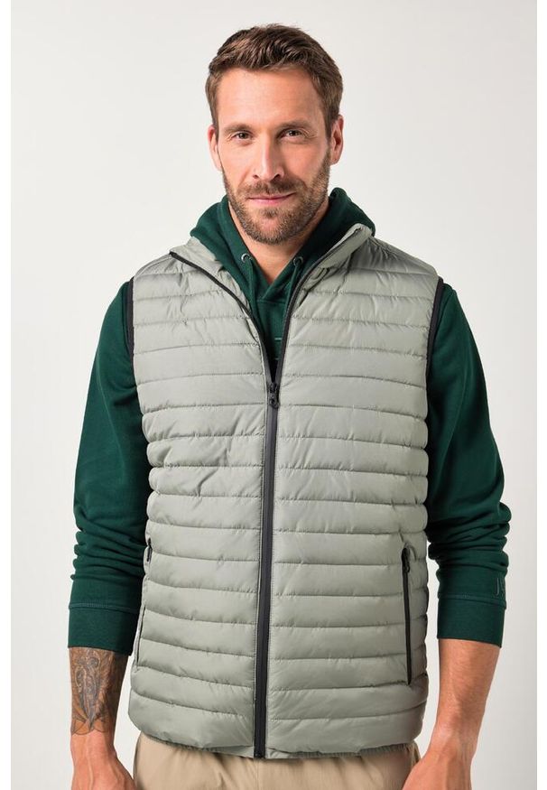JAY-PI - Męska Lekka kamizelka pikowana belly fit outdoor do rozm. 8XL. Kolekcja: plus size. Kolor: szary. Materiał: poliester, materiał
