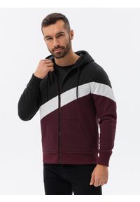 Ombre Clothing - Bluza męska trzykolorowa rozpinana z kapturem - czarna V2 - Rozmiar: L. Typ kołnierza: kaptur. Kolor: czarny. Materiał: bawełna, poliester #1