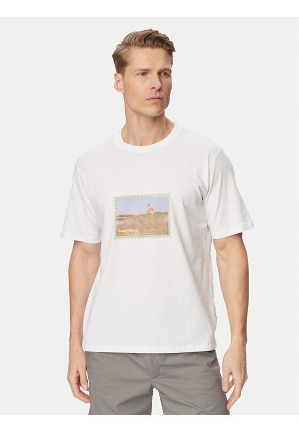 Jack & Jones T-Shirt Montauk Photo 12290890 Biały Regular Fit. Kolor: biały. Materiał: bawełna