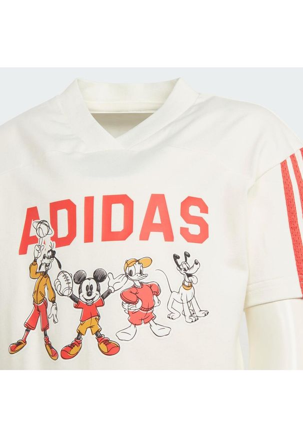 Adidas - Zestaw adidas x Disney Mickey Mouse Tee. Okazja: na uczelnię. Kolor: czerwony, biały, wielokolorowy. Materiał: dresówka. Wzór: motyw z bajki. Styl: sportowy