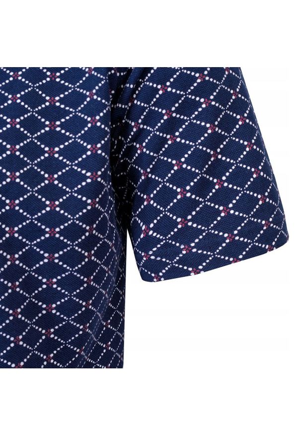 Koszulka Polo - Męska - Pako Jeans - Granatowa, Drobny Wzór. Okazja: na co dzień. Typ kołnierza: polo. Kolor: niebieski. Materiał: bawełna. Styl: casual