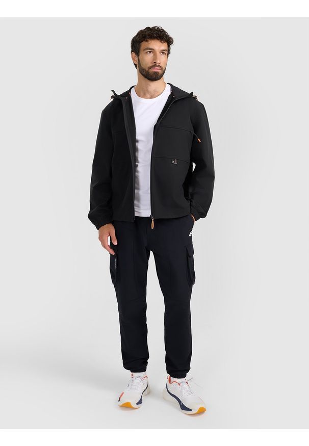 4f - 4F Kurtka przejściowa męska - czarna XL. Okazja: na co dzień, na spacer. Typ kołnierza: kaptur. Kolor: czarny. Styl: casual