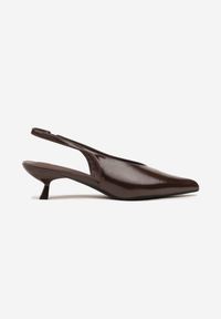 Renee - Brązowe Czółenka Slingback na Obcasie Typu Kaczuszka Latorra. Okazja: na co dzień. Zapięcie: sprzączka. Kolor: brązowy. Wzór: ażurowy. Obcas: na obcasie. Styl: casual, elegancki. Wysokość obcasa: średni #6