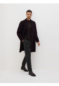 Reserved - Długi płaszcz z wełną - mahoniowy. Kolor: brązowy. Materiał: wełna. Długość: długie #1