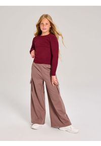 Sinsay - Spodnie wide leg - brązowy. Kolor: brązowy