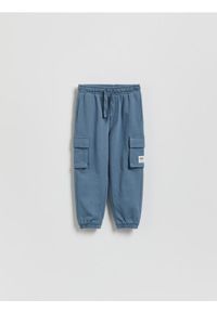 Reserved - Bawełniane joggery cargo - niebieski. Kolor: niebieski. Materiał: bawełna