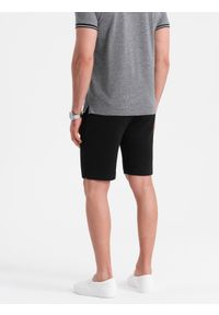 Ombre Clothing - Szorty męskie SLIM FIT ze strukturalnej dzianiny - czarne V2 - Rozmiar: XXL. Okazja: na co dzień. Kolor: czarny. Materiał: dzianina. Wzór: kwiaty. Styl: casual #6