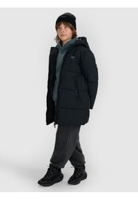 4f - 4F Płaszcz zimowy membrana 5000 chłopięcy - czarny 146 (10-11 lat). Okazja: na co dzień, na uczelnię. Kolor: czarny. Materiał: poliester, materiał. Długość: do kolan. Wzór: gładki. Sezon: zima, lato. Styl: casual #2