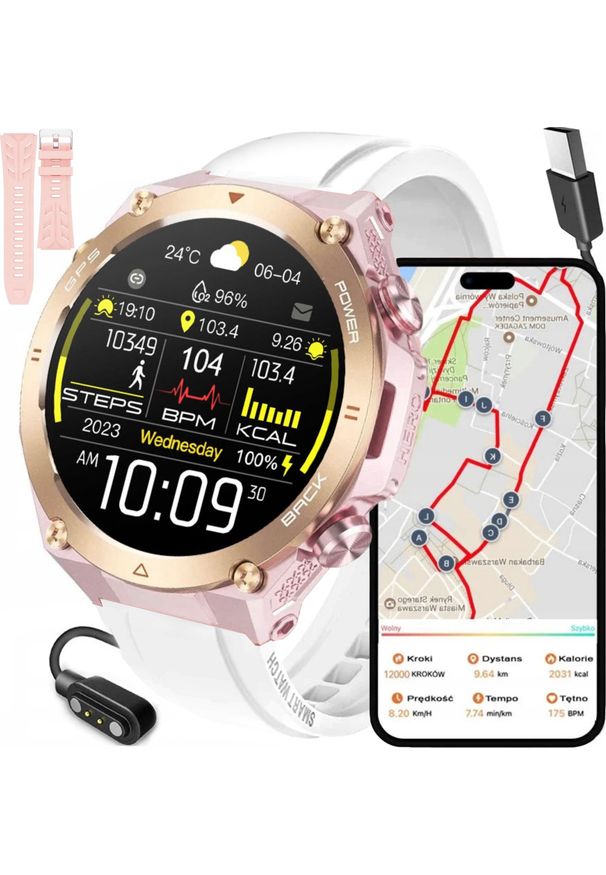 SMARTWATCH z GPS RNCF37 zegarek damski Rubicon + biały pasek R92-2. Rodzaj zegarka: smartwatch. Kolor: biały