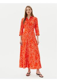 YAS Sukienka koszulowa Savanna 26022663 Pomarańczowy Loose Fit. Kolor: pomarańczowy. Materiał: wiskoza. Typ sukienki: koszulowe