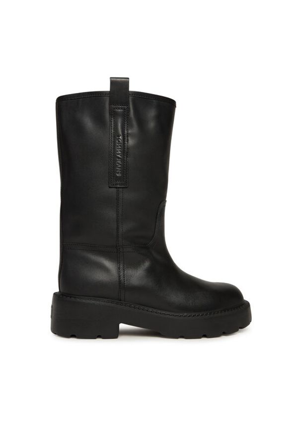Tommy Jeans Botki Tjw Leather Mid Tubular Boot EN0EN02834 Czarny. Kolor: czarny. Materiał: skóra
