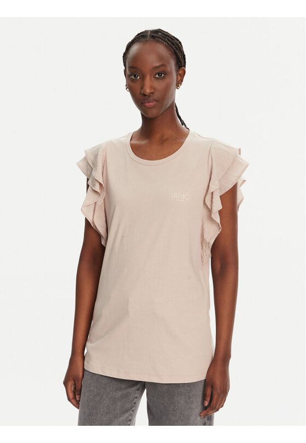 Liu Jo Sport T-Shirt TA5178 J5904 Beżowy Regular Fit. Kolor: beżowy. Materiał: bawełna. Styl: sportowy