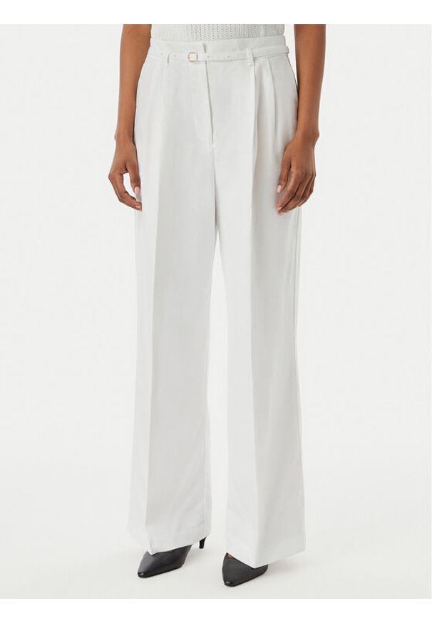 TOMMY HILFIGER - Tommy Hilfiger Spodnie materiałowe WW0WW48884 Biały Wide Leg. Kolor: biały. Materiał: bawełna, len