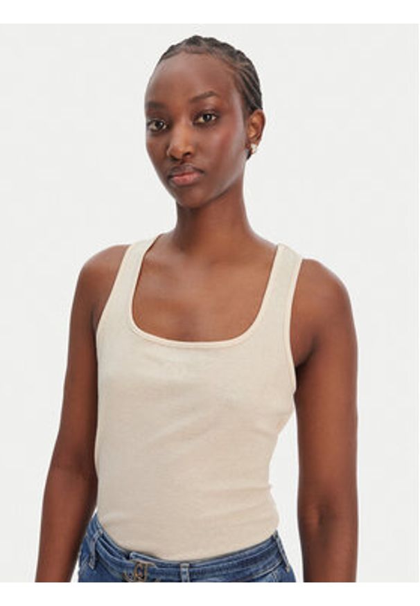 Liu Jo Sport Top TA6173 J3845 Écru Regular Fit. Materiał: wiskoza. Styl: sportowy