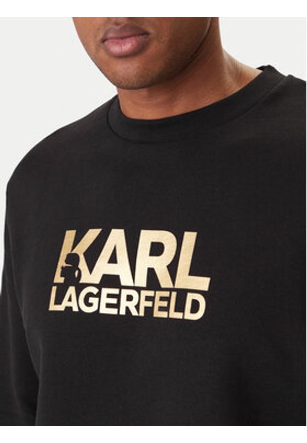 Karl Lagerfeld - KARL LAGERFELD Bluza 705780 561917 Czarny Regular Fit. Typ kołnierza: dekolt w karo. Kolor: czarny. Materiał: bawełna