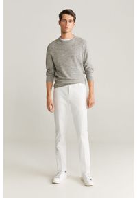 Mango Man - Spodnie Dublin. Kolor: biały. Materiał: tkanina, bawełna, materiał, elastan. Wzór: gładki #6