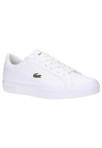 Buty damskie sportowe Lacoste Powercourt 0721. Zapięcie: sznurówki. Kolor: biały. Materiał: materiał, skóra. Szerokość cholewki: normalna. Sport: turystyka piesza