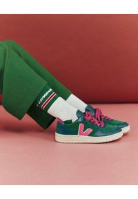Veja - VEJA - Zielone sneakersy V-10. Nosek buta: okrągły. Kolor: zielony. Materiał: bawełna, materiał, guma, zamsz. Szerokość cholewki: normalna #6