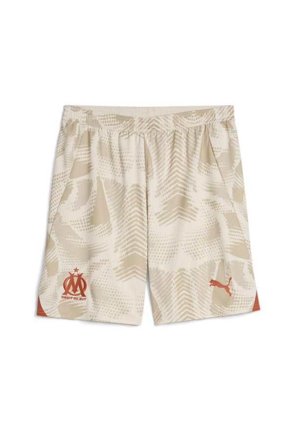 Puma - Spodenki bramkarskie OM 2024/25. Kolor: beżowy, wielokolorowy, biały. Sport: piłka nożna