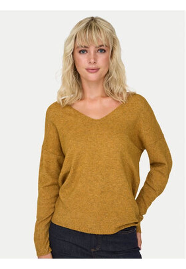 only - ONLY Sweter Rica 15224360 Pomarańczowy Regular Fit. Kolor: pomarańczowy. Materiał: syntetyk