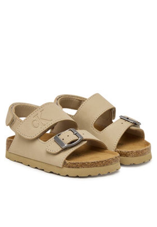 Calvin Klein Sandały Velcro V3X2-83328-0315 M Beżowy. Kolor: beżowy. Materiał: skóra