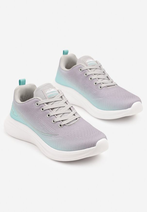 Renee - Szaro-Miętowe Buty Sportowe Sneakersy Siateczkowe na Podeszwie z Pianki Rellica. Okazja: na co dzień. Kolor: szary. Wzór: aplikacja. Sport: fitness