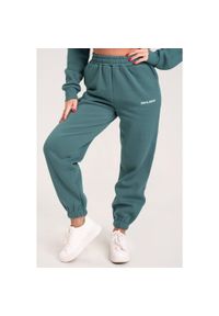 GYM GLAMOUR - Spodnie fitness damskie Gym Glamour dresowe. Kolor: niebieski. Materiał: dresówka. Sport: fitness