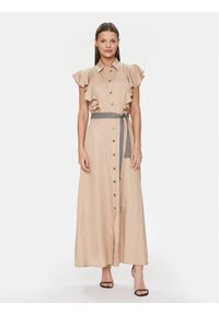 Gaudi Sukienka koszulowa 411BD15002 Beżowy Regular Fit. Kolor: beżowy. Materiał: lyocell. Typ sukienki: koszulowe #1