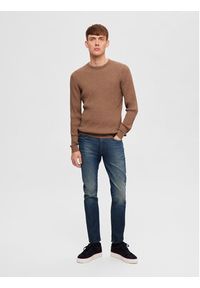 Selected Homme Sweter 16090606 Brązowy Regular Fit. Kolor: brązowy. Materiał: bawełna #5