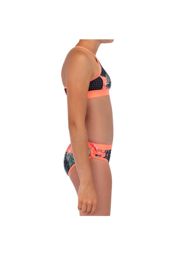 OLAIAN - Góra kostiumu kąpielowego surfingowego dla dzieci Olaian Baha 900 Shibo. Kolor: czarny. Rodzaj stanika: wyciągane miseczki