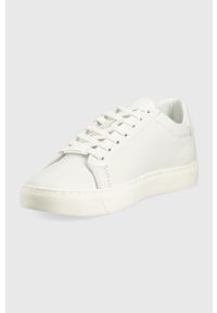 Calvin Klein sneakersy skórzane kolor biały. Nosek buta: okrągły. Zapięcie: sznurówki. Kolor: biały. Materiał: guma #5