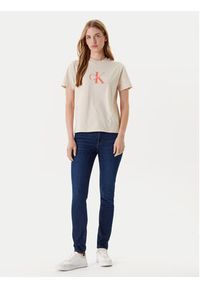 Calvin Klein Jeans T-Shirt Hero Classic LV047B865G Beżowy Regular Fit. Kolor: beżowy. Materiał: bawełna