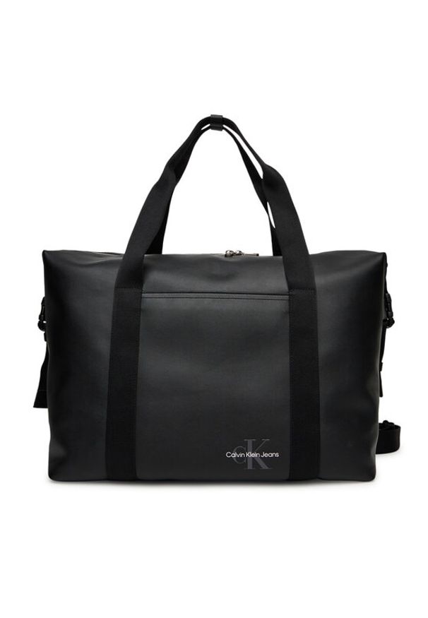 Calvin Klein Jeans Torba Mono Logo Weekender Duffle LV04G3137G Czarny. Kolor: czarny. Materiał: skóra