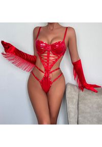 Intica - Body z paseczkami na specjalne okazje Josepha. Kolor: czerwony. Materiał: materiał #2