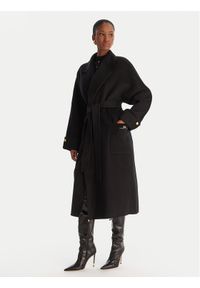Elisabetta Franchi Płaszcz wełniany CP-68D-56E2-V820 Czarny Regular Fit. Kolor: czarny. Materiał: wełna