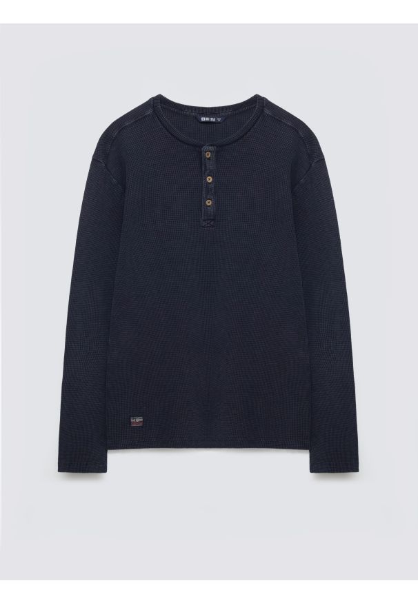 Big-Star - Bluzka męska z długim rękawem granatowa Merrts 403. Okazja: na co dzień. Kolor: niebieski. Materiał: jeans, materiał, dzianina. Długość rękawa: długi rękaw. Długość: długie. Styl: casual, sportowy, klasyczny