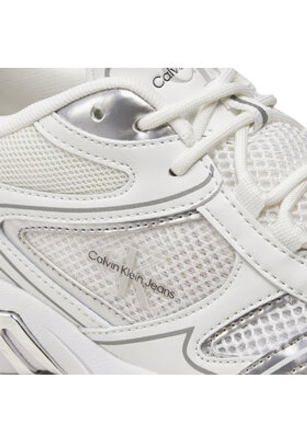 Calvin Klein Jeans Sneakersy Retro Tennis Low Lace Mh Ml Mtl YW0YW01463 Biały. Kolor: biały. Materiał: skóra