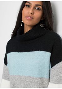 bonprix - Długi sweter. Typ kołnierza: golf. Kolor: czarny. Długość: długie. Wzór: paski #2