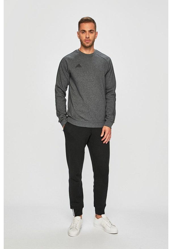 adidas Performance - Bluza CV3960. Kolor: szary. Materiał: dzianina. Długość rękawa: raglanowy rękaw