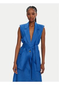 KAOS Kamizelka RP1MR063 Niebieski Regular Fit. Kolor: niebieski. Materiał: len #1