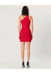 HERVE LEGER - Czerwona sukienka mini. Kolor: czerwony. Materiał: materiał. Typ sukienki: dopasowane. Długość: mini #8