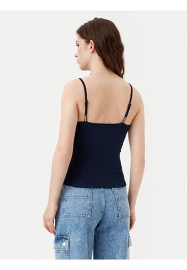 Tommy Jeans Top Essential DW0DW20675 Granatowy Slim Fit. Kolor: niebieski. Materiał: bawełna