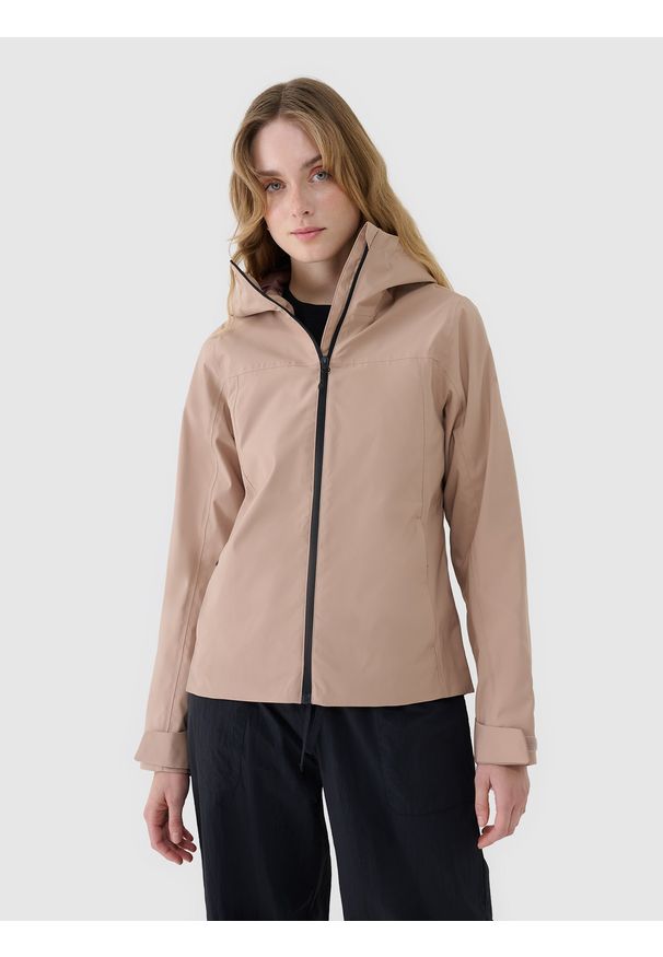 4f - 4F Kurtka przejściowa membrana 5000 damska - beżowa XS. Okazja: na co dzień. Typ kołnierza: kaptur. Kolor: beżowy. Materiał: tkanina, materiał, dzianina, syntetyk. Styl: casual, sportowy, klasyczny