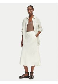 GANT - Gant Spódnica midi 4400231 Biały Regular Fit. Kolor: biały. Materiał: len #5