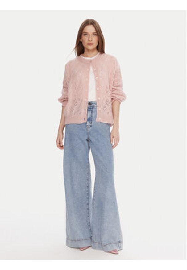 Kontatto Kardigan 3M0912C Różowy Relaxed Fit. Kolor: różowy. Materiał: syntetyk